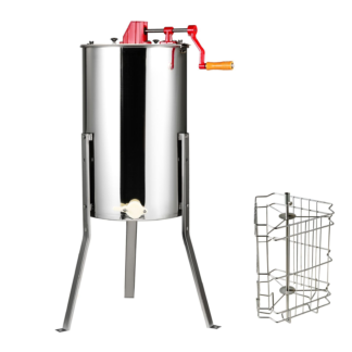 Manual Honey Extractor, 2/4 Frames Honey Spinner Extractor, Stainless Steel Beekeeping Extraction, Honeycomb Drum Spinner with Lid, Apiary Centrifuge Equipment with Height Adjustable Stand